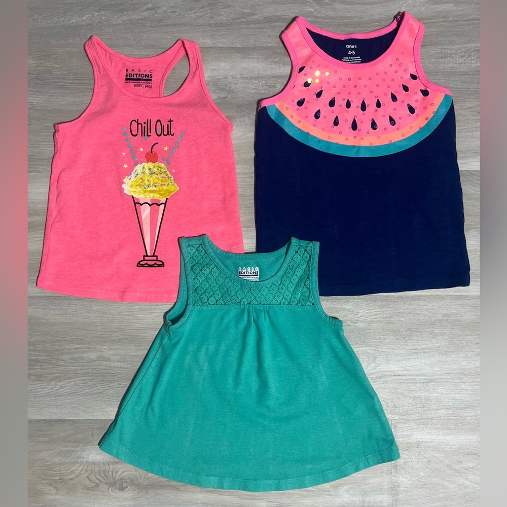 Girls' Pink and Teal Tank Tops Set